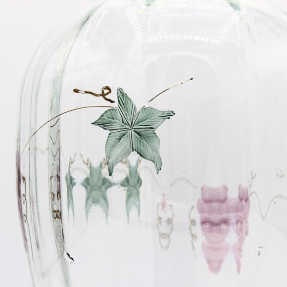 Vintage Large Glass Vase Etched Grape Design Hand Painted Accents by Wine Things - Picture 5 of 7